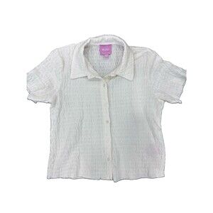 MUSE Republic Clothing Textured Seersucker Short Sleeve Button Up Shirt Womens M